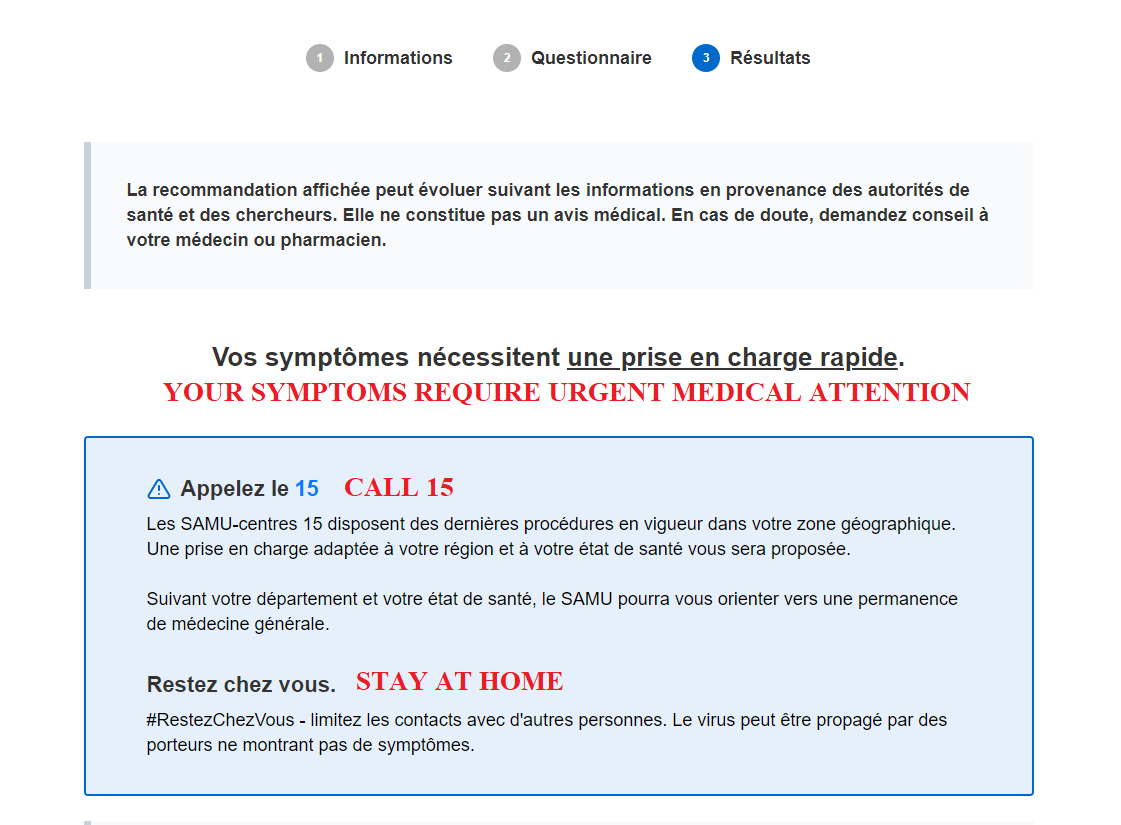 COVID 19 TEST RESULTS