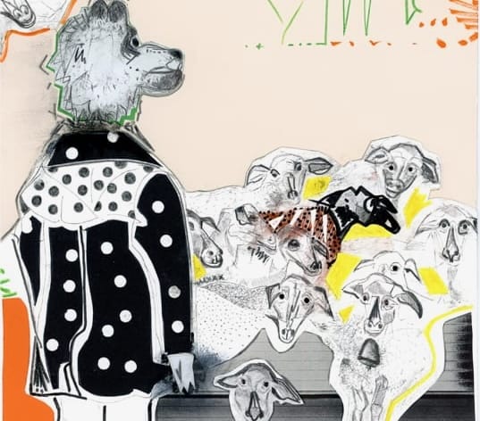 The latest  art show at the Museum of Collioure is accompanied by a poster showing an empty throne dripping blue blood  with a crown and some  miscellaneous bones  in the foreground. With Le Loup,  we have just entered the magical bestiary of Matthieu Malvoisin.