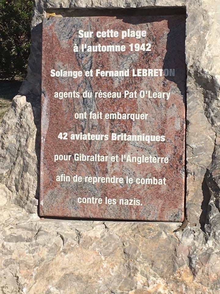 Memorial Pat Line Plaque in Canet at the entry point to the jetée across from the capitainerie