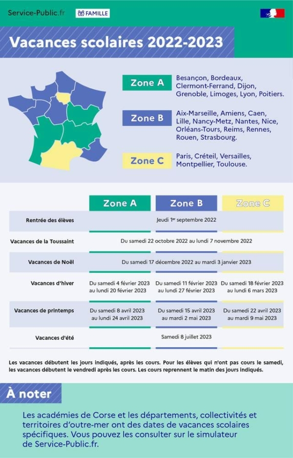 French school holidays 2022 2023 p o life