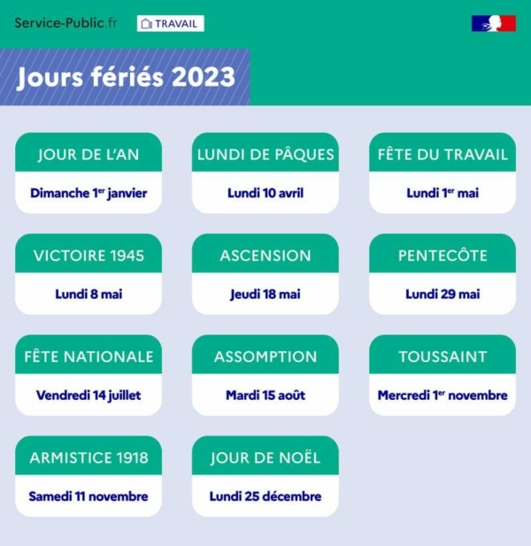 French Bank Holidays 2023 PO Life