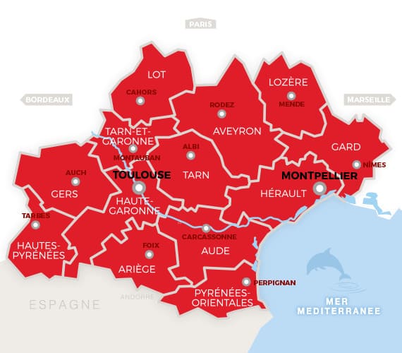 map of departments in occitanie