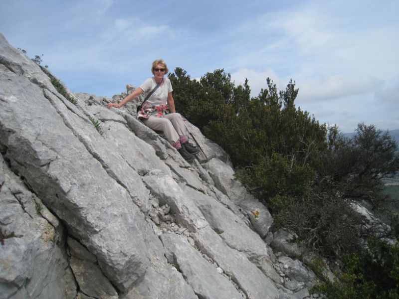 sliding down rocks on crest